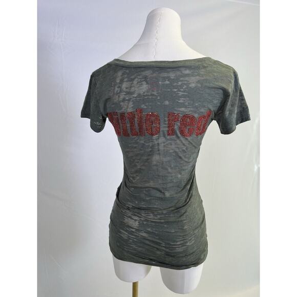 VTG Y2K e.vil Women’s T Shirt Rock Boho Goth Festival Size S Gray - Picture 8 of 14